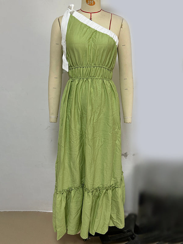 casual lace-up solid color dress