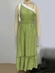 casual lace-up solid color dress