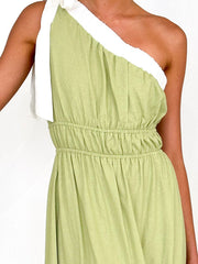 casual lace-up solid color dress