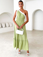 casual lace-up solid color dress