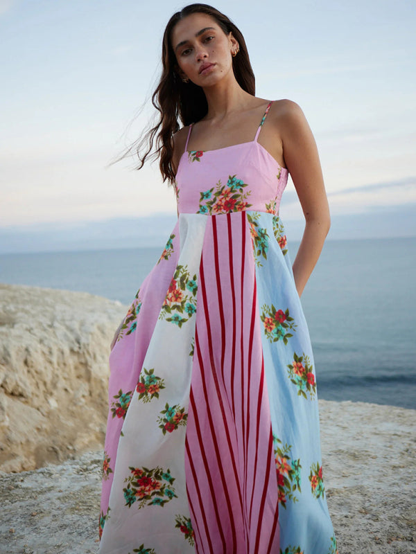 graffiti print suspender dress