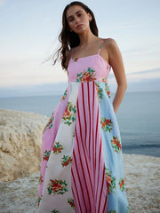 graffiti print suspender dress
