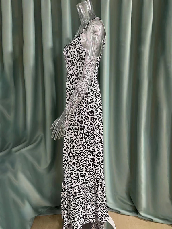 Leopard Print V-Neck Dress