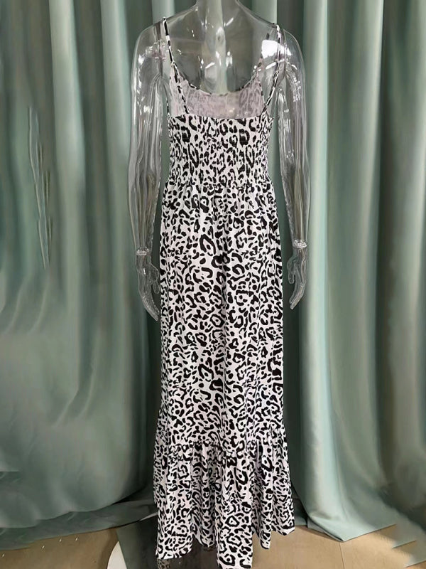Leopard Print V-Neck Dress