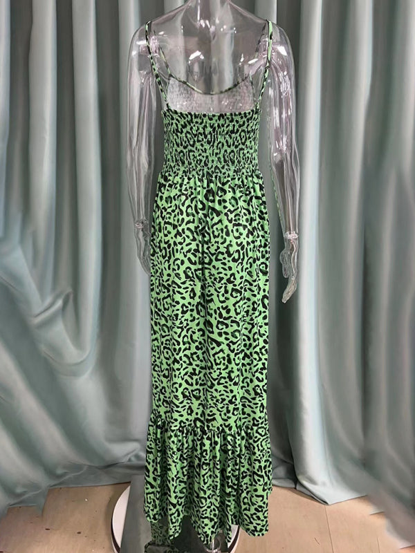 Leopard Print V-Neck Dress