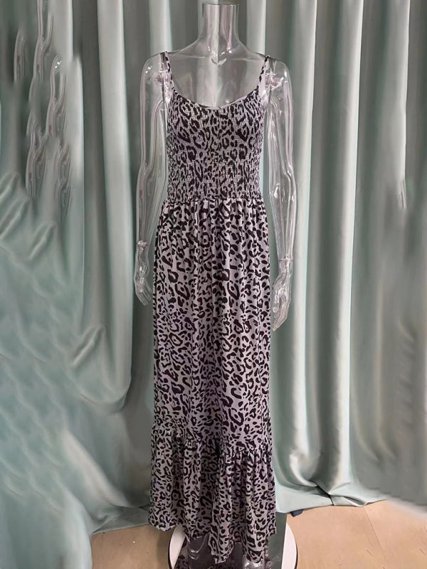 Leopard Print V-Neck Dress