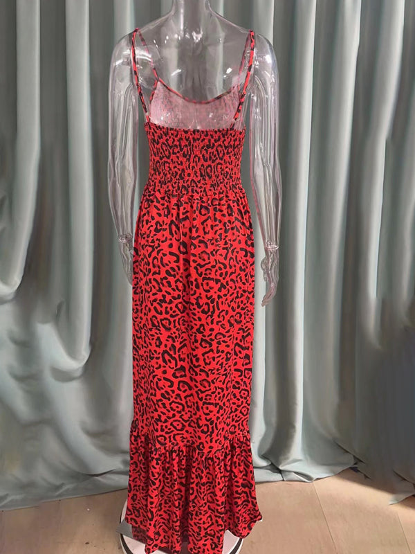 Leopard Print V-Neck Dress