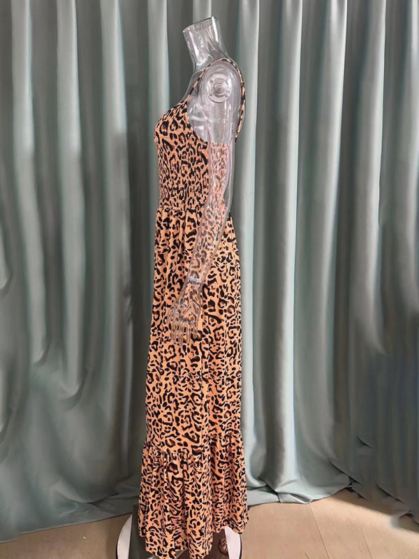 Leopard Print V-Neck Dress