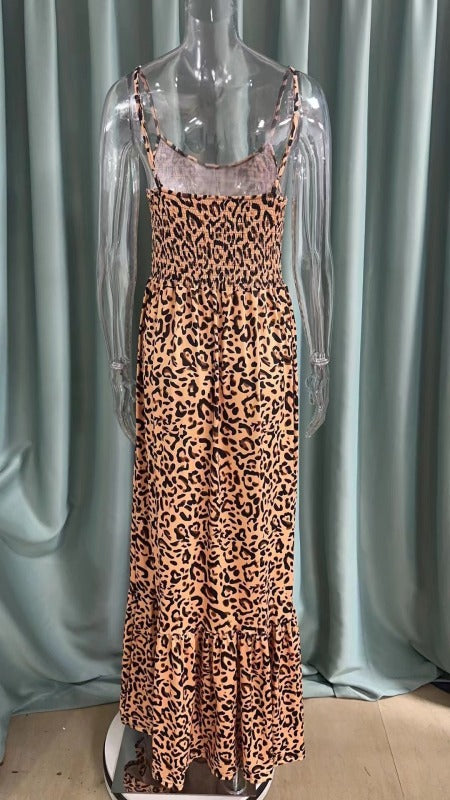 Leopard Print V-Neck Dress