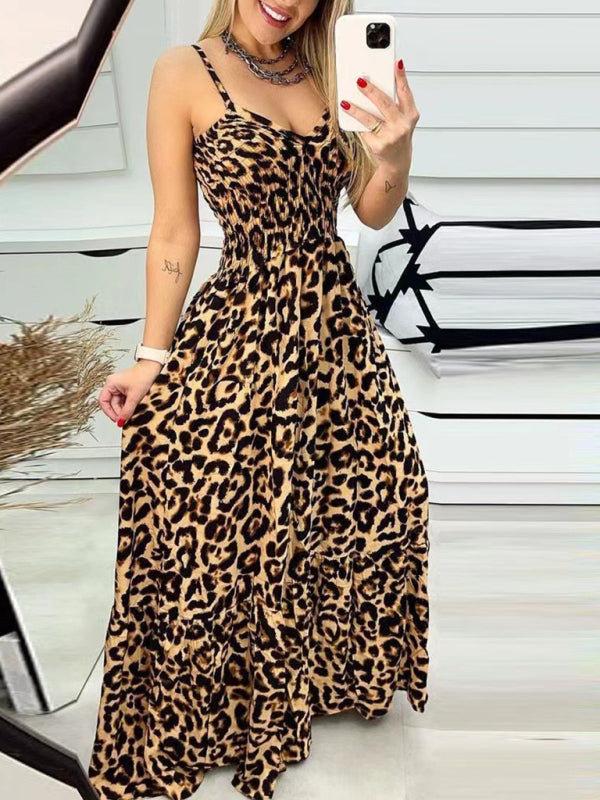 Leopard Print V-Neck Dress