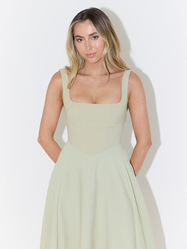 Simple Sexy Solid Color Strap Midi Dress