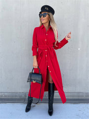 long skirt solid color cardigan long sleeve dress