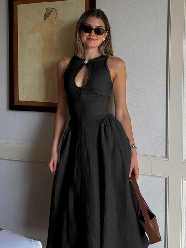 Midi Dress Sexy Hollow A-line Dress