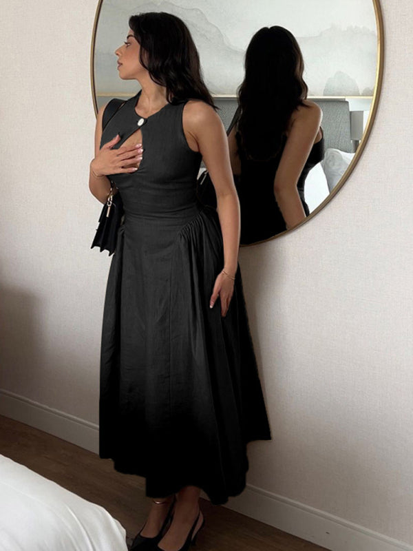 Midi Dress Sexy Hollow A-line Dress