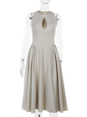 Midi Dress Sexy Hollow A-line Dress