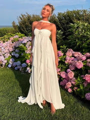 holiday style French romantic lace tube top halter dress