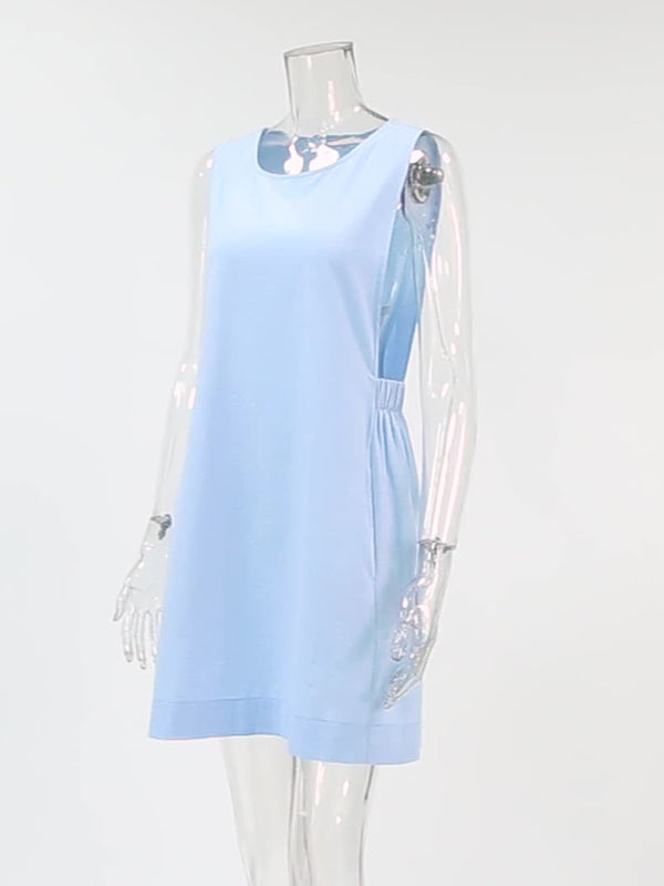 solid color sleeveless dress home clothes