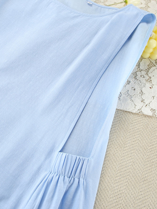 solid color sleeveless dress home clothes