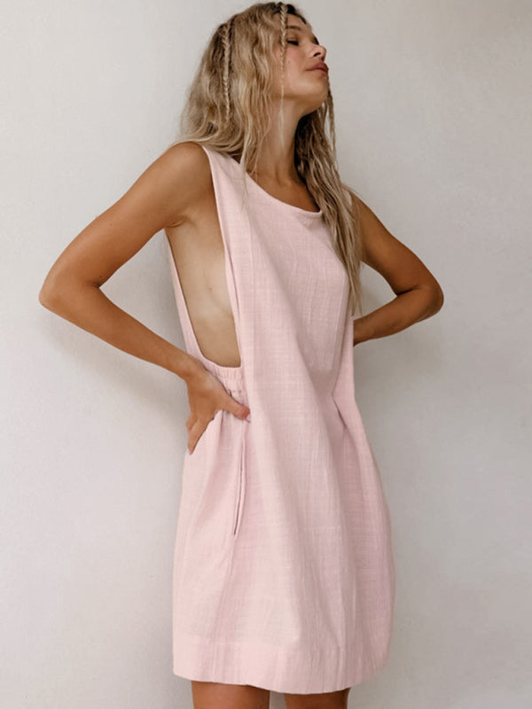 solid color sleeveless dress home clothes