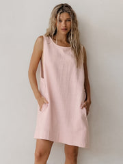 solid color sleeveless dress home clothes