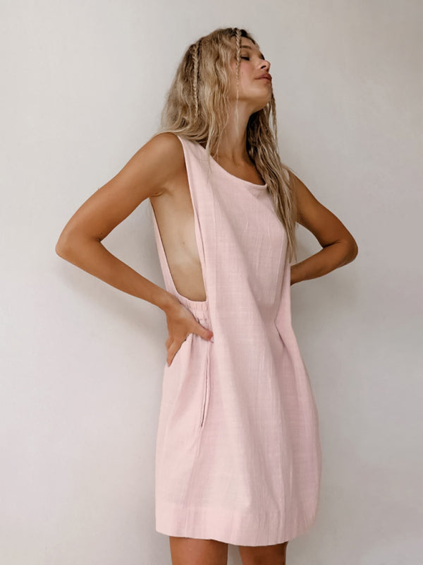 solid color sleeveless dress home clothes