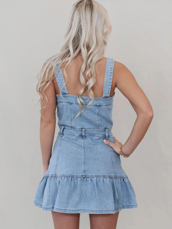 Suspender Hottie Denim Dress