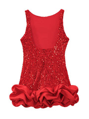 Sequin Sleeveless Suspender Short Dress