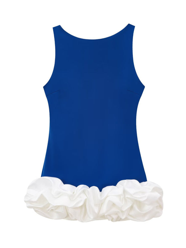 Contrast Color Sleeveless Short Dress
