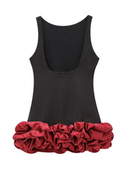 Contrast Color Sleeveless Short Dress
