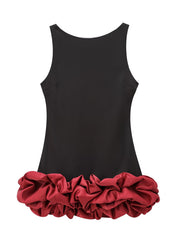 Contrast Color Sleeveless Short Dress