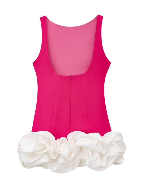 Contrast Color Sleeveless Short Dress