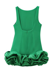 Fabric Patchwork Bubble Hem Sleeveless Short Dress