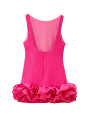 Fabric Patchwork Bubble Hem Sleeveless Short Dress