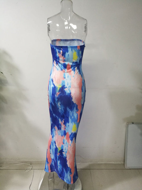 arrival ladies colorful tie-dye off-shoulder wrap dress