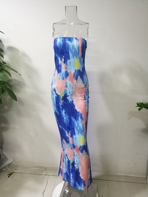 arrival ladies colorful tie-dye off-shoulder wrap dress