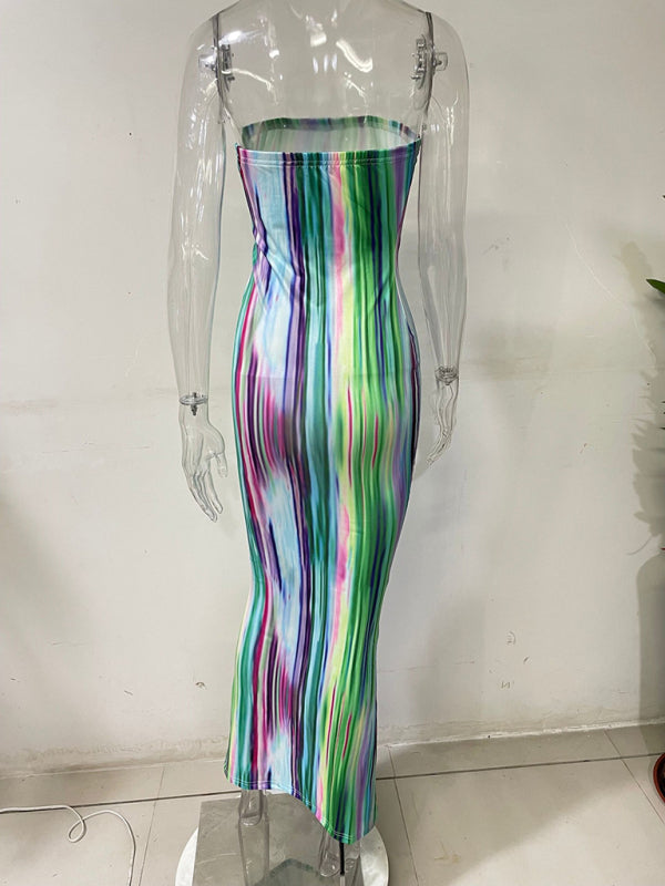 arrival ladies colorful tie-dye off-shoulder wrap dress