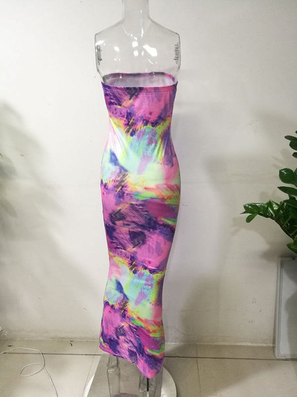 arrival ladies colorful tie-dye off-shoulder wrap dress