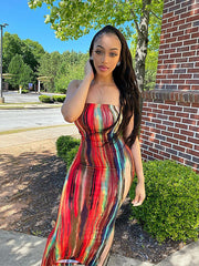 arrival ladies colorful tie-dye off-shoulder wrap dress