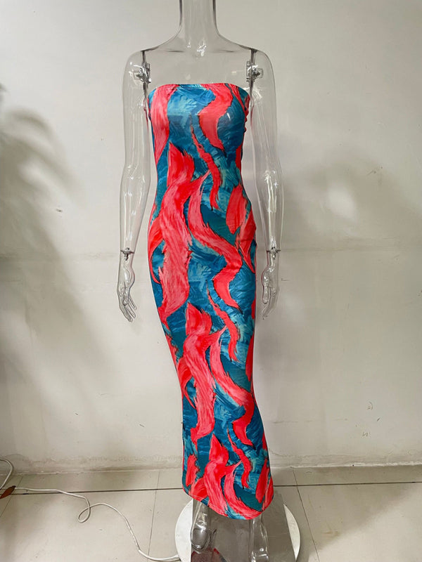 arrival ladies colorful tie-dye off-shoulder wrap dress