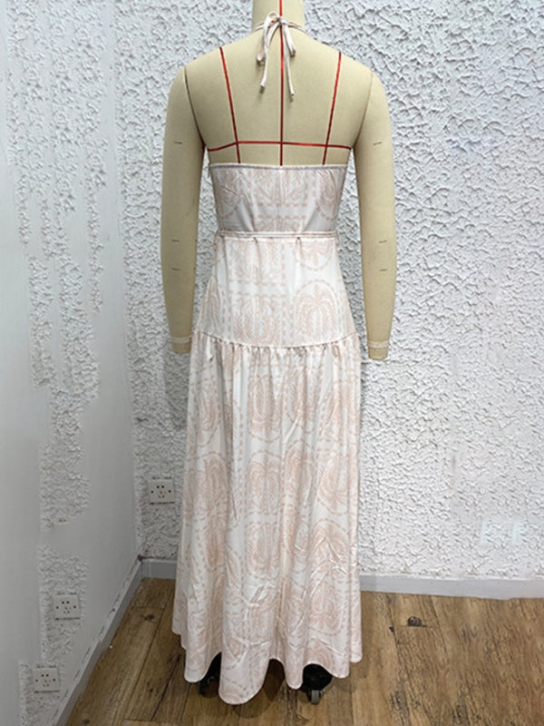 floral halter neck beach Hawaiian holiday dress