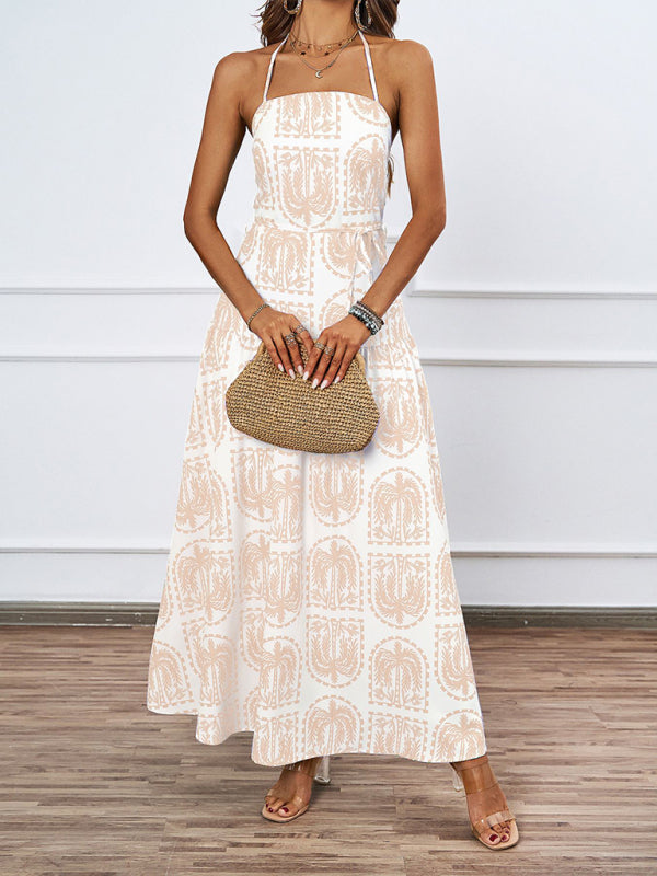 floral halter neck beach Hawaiian holiday dress