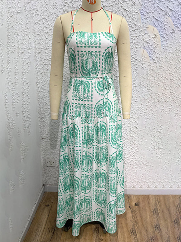 floral halter neck beach Hawaiian holiday dress