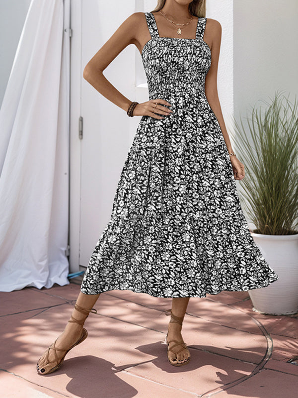 style printed suspender dress