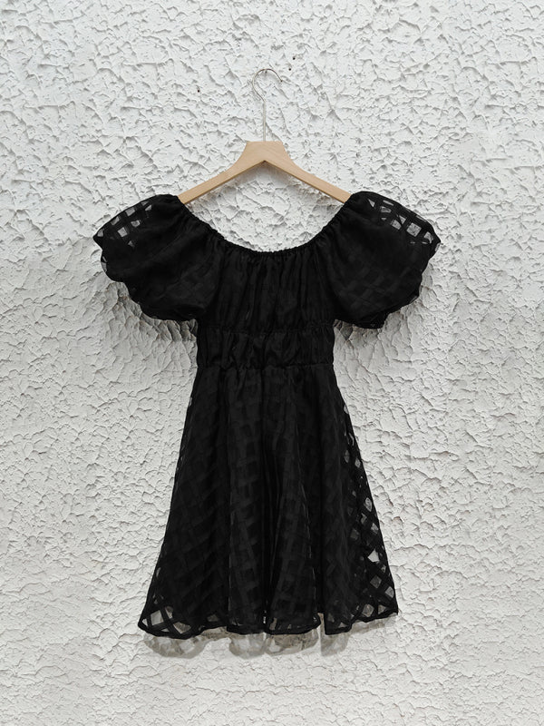 Ladies one shoulder lantern sleeve sexy backless dress