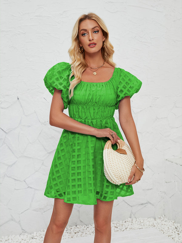 Ladies one shoulder lantern sleeve sexy backless dress
