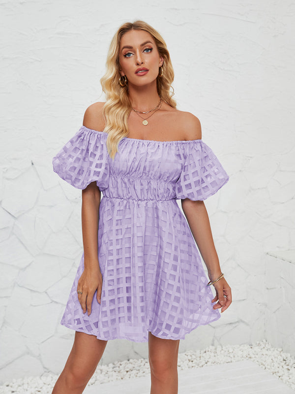 Ladies one shoulder lantern sleeve sexy backless dress