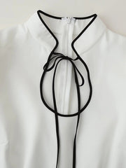 Long Sleeve Stand Collar Tie Dress