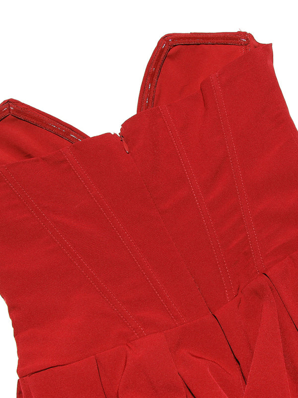 Ladies sexy tube top backless herringbone waist dress