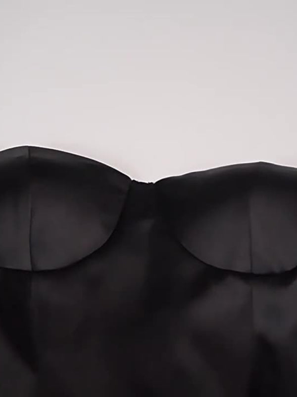 Sexy Slim Fit Tube Top Gathered A-Line Dress