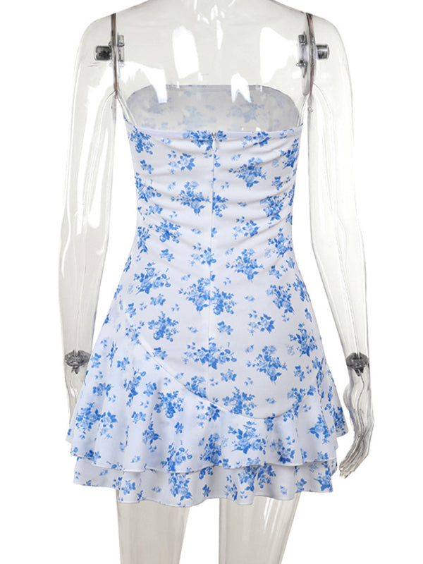 Printed Strapless A-Line Dress